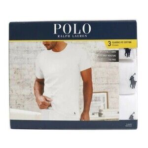 Polo Ralph Lauren Men's Classic Fit Moisture Wicking T-Shirt White 3 pk Medium